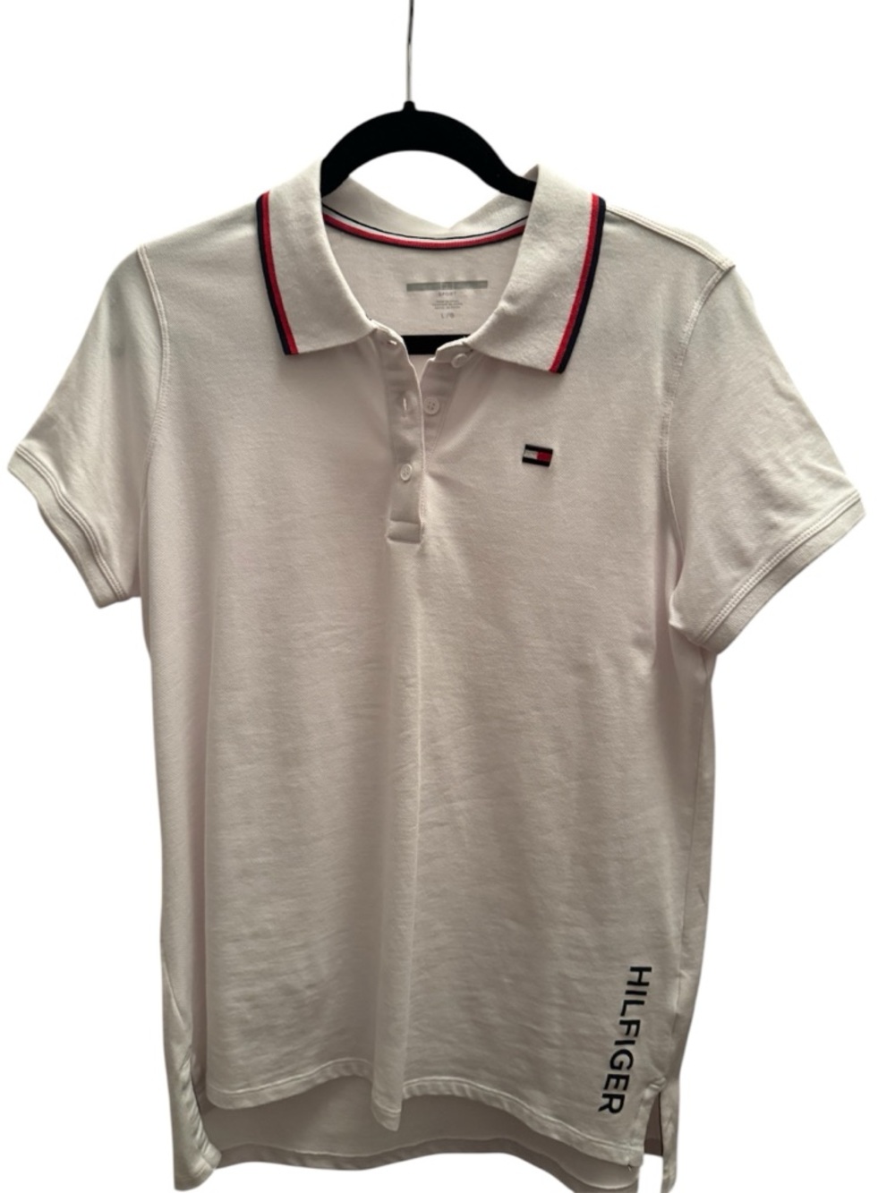 Tommy Hilfiger White Polo with Red and Navy Collar Trim